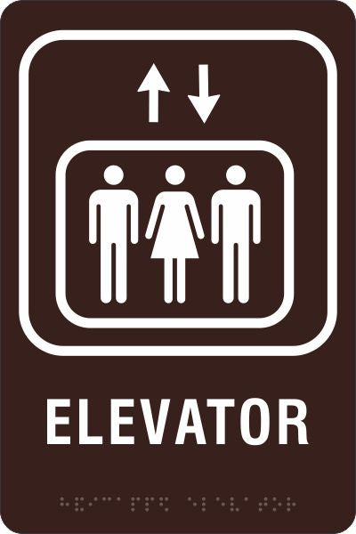ADA Braille Sign - ELEVATOR -Brown | ADA-113