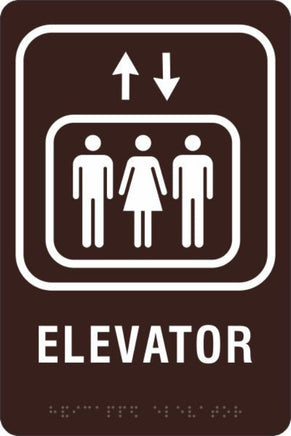 ADA Braille Sign - ELEVATOR -Brown | ADA-113