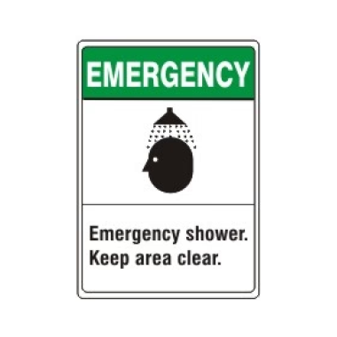 Emergency Shower Keep Area Clear Sign