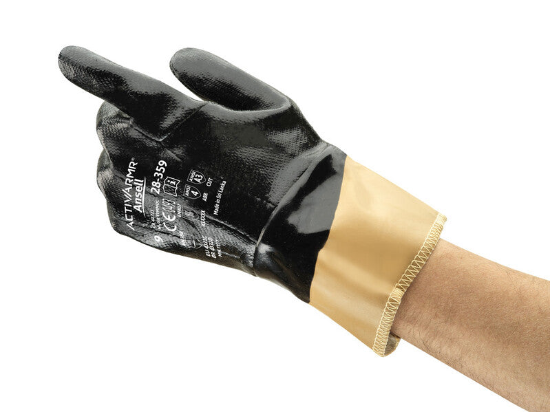 28-359 Nitrile Coated Gloves, Size 10, Black | 012-28-359-10