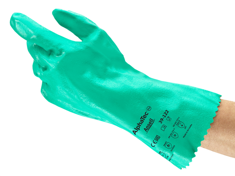 Reinforced Nitrile Gloves, 12 (in) Size 10, Green | 39-122-10