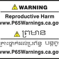 Bilingual Prop 65 Label: Reproductive Harm Eng/Cambodian CBLCAW621PSP