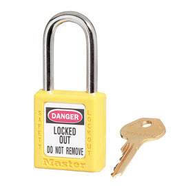 Yellow Plastic Safety Padlock  Keyed Differently