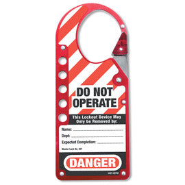 7"X2-7/8" Labelled Safety Lockout Hasp Red