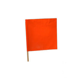 Cortina Safety Products 18" X 18" Orange Vinyl Warning Flag With Wooden Dowel