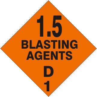 1.5 Blasting Agents D - Class 1 DOT Placard |  DOT-0529