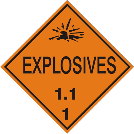 Explosives 1.1 - Class 1 DOT Placard |  DOT-0549