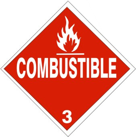 DOT Flame Picture Combustible - Class 3 DOT Placard |  DOT-0822