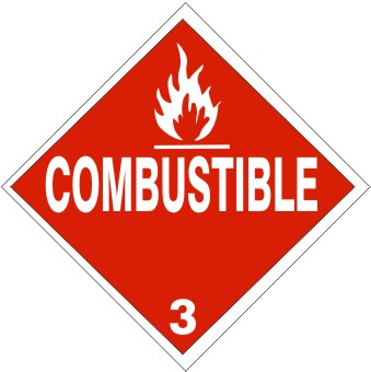 DOT Flame Picture Combustible - Class 3 DOT Placard |  DOT-0822