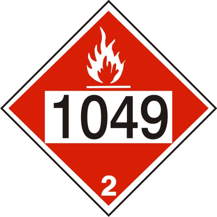 1049 Hydrogen Compressed Flam Gas - Class 2 DOT Placard |  DOT-1049