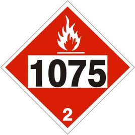 1075 Butane LPG Liquified Petroleum Gas Propane - Class 2 DOT Placard |  DOT-1075