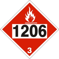 1206 Heptanes - Class 3 DOT Placard |  DOT-1206