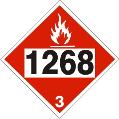 1268 Petroleum Distillates n.o.s. - Class 3 DOT Placard |  DOT-1268
