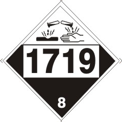 1719 Caustic Alkali Liquids, N.O.S. - Class 8 DOT Placard |  DOT-1719