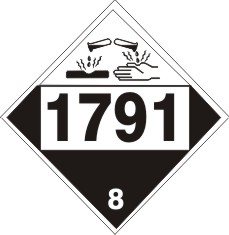 1791 Hypochlorite Solutions, N.O.S. - Class 8 DOT Placard |  DOT-1791