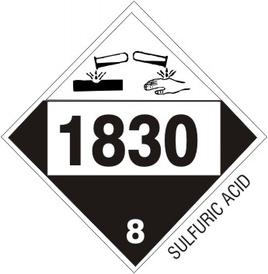1830 Sulfuric Acid - Class 8 DOT Placard |  DOT-1830