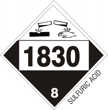 1830 Sulfuric Acid - Class 8 DOT Placard |  DOT-1830