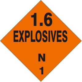 1.6 Explosives N - Class 1 DOT Placard |  DOT-2086