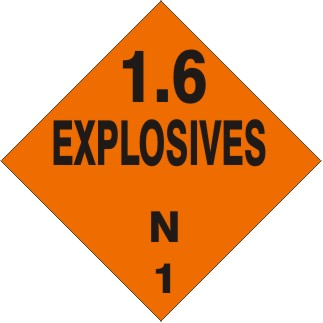 1.6 Explosives N - Class 1 DOT Placard |  DOT-2086
