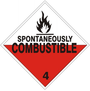 Spontaneously Combustible Fire Picto - Class 4 DOT Placard | DOT-2087