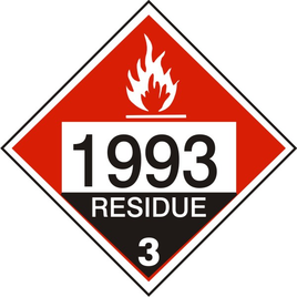 1993 Combustible Liquid Residue - Class 3 DOT Placard | DOT-3193