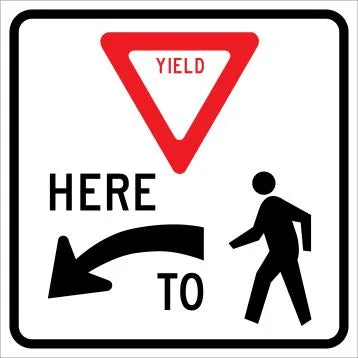 R1-5L - Yield Here To Pedestrian Graphic Left Arrow Signs