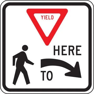 R1-5R - Yield Here To Pedestrian Graphic Right Arrow Signs