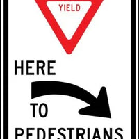 R1-5aR - Yield Here Right Arrow Here To Pedestrians Signs