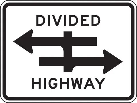 R6-3 - Divided Highway With Arrows Signs