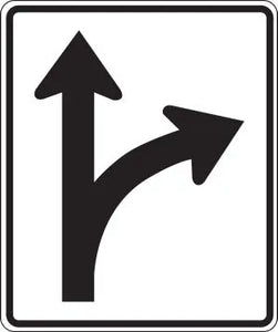 R3-6R - Right/Straight Optional Lane Signs