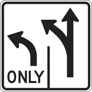 R3-8 - Advance Intersection Lane Control (2 Lane Left Turn Only - Right Lane Optional) Signs