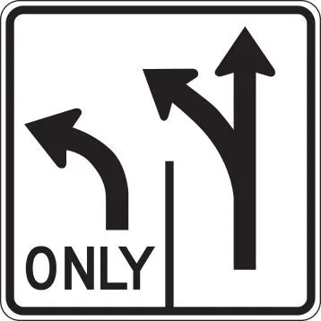 R3-8 - Advance Intersection Lane Control (2 Lane Left Turn Only - Right Lane Optional) Signs