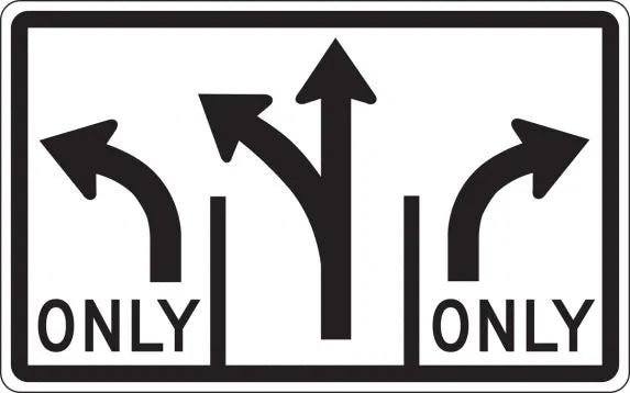 R3-8a - Advance Intersection Lane Control (3 Lane - Optional Middle) Signs