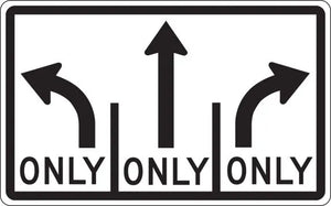 R3-8b - Advance Intersection Lane Control (3 Lane - Mandatory Middle) Signs