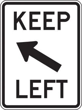 R4-8b - Keep Left With Up Left Arrow Signs