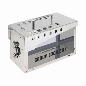 Group Lockout Box, Stainless Steel, Polycarbonate Sides, 13 Lock