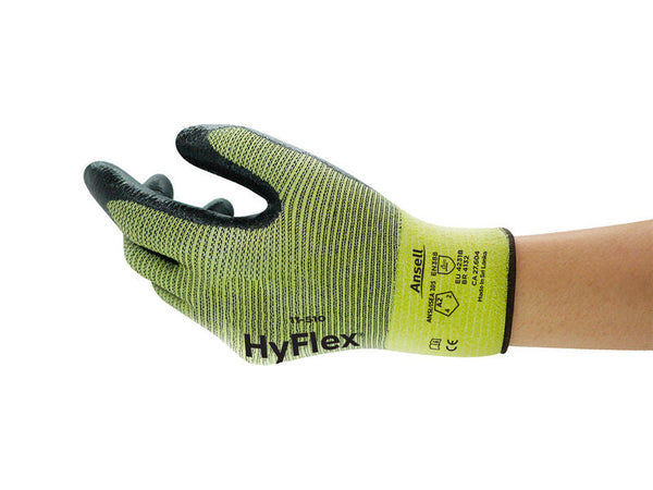11-510 Nitrile Palm Coated Gloves, Size 9, Yellow/Black | 11-510-9