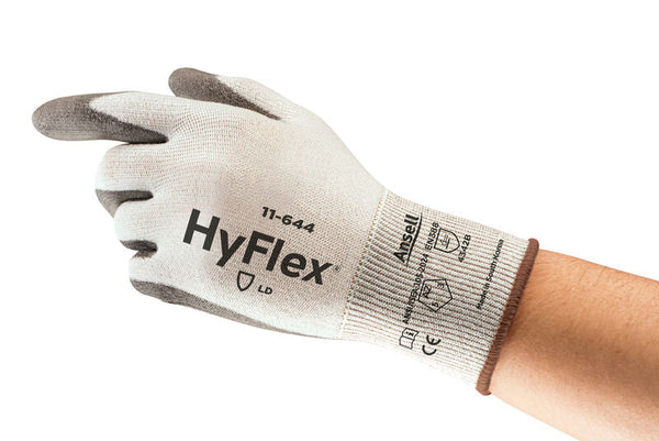 Polyurethane Palm Coated Gloves, Size 7, White/Grey | 012-11-644-7
