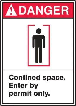 Ansi Danger Safety Labels - Confined Space - Enter By Permit Only