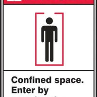 Ansi Danger Safety Labels - Confined Space - Enter By Permit Only