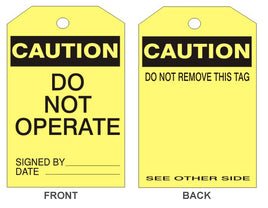 Caution Do Not Operate Accident Prevention Safety Tags | 204