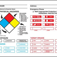 Safety Label: NFPA Chemical Identification Label - 10" x 14"