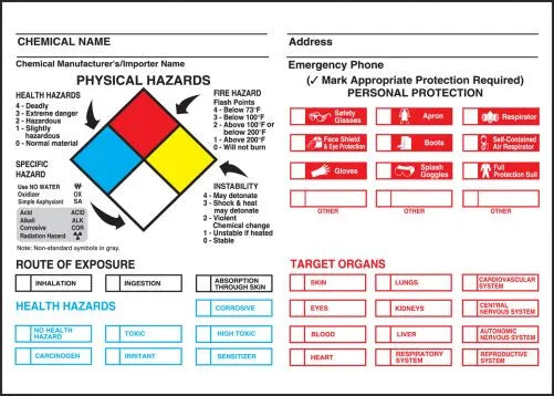 Safety Label: NFPA Chemical Identification Label - 10