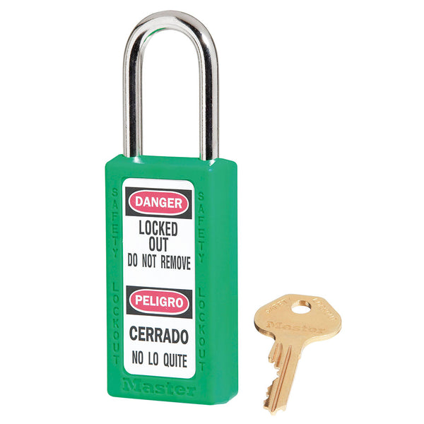 Green Zenex™ Zenex™ Thermoplastic Safety Padlock, 1-1/2in (38mm) Wide with 1-1/2in (38mm) Shackle