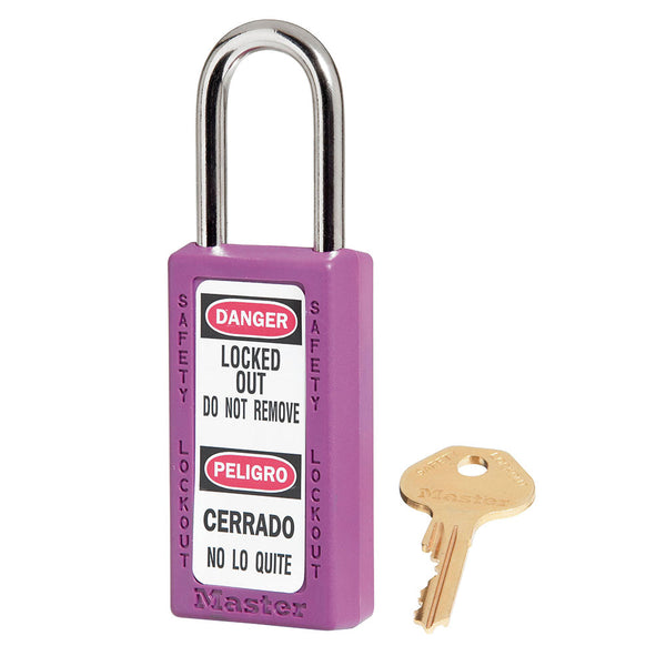 Purple Zenex™ Zenex™ Thermoplastic Safety Padlock, 1-1/2in (38mm) Wide with 1-1/2in (38mm) Shackle