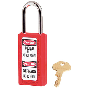 Red Zenex™ Zenex™ Thermoplastic Safety Padlock, 1-1/2in (38mm) Wide with 1-1/2in (38mm) Shackle