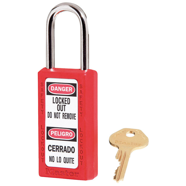 Red Zenex™ Zenex™ Thermoplastic Safety Padlock, 1-1/2in (38mm) Wide with 1-1/2in (38mm) Shackle