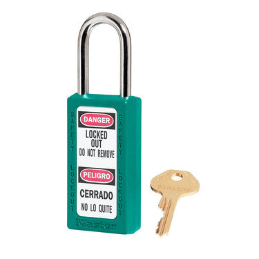 Teal Zenex™ Zenex™ Thermoplastic Safety Padlock, 1-1/2in (38mm) Wide with 1-1/2in (38mm) Shackle