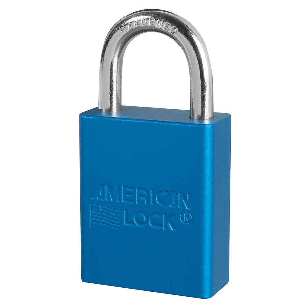 Solid Aluminum Padlocks, 1/4 in Diam., 1 in L X 3/4 in W, Blue