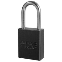 Solid Aluminum Padlock, 1/4 in dia, 1-1/2 in L x 3/4 in W, Black